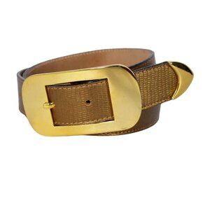 BB SIMON Vintage Gold Reptile Leather Belt Sz M (27"-31") - Made in SPAIN